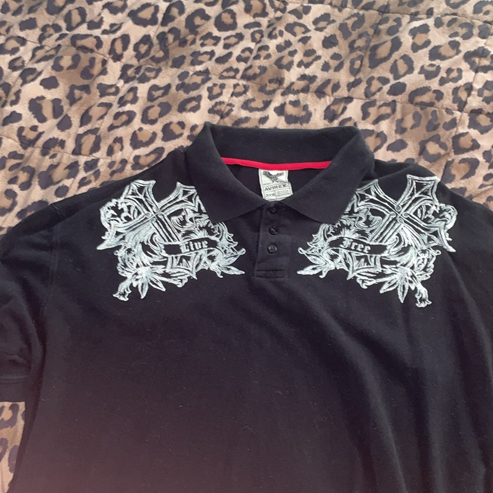 AVIREX y2k BEDAZZLED CHRISTIAN POLO